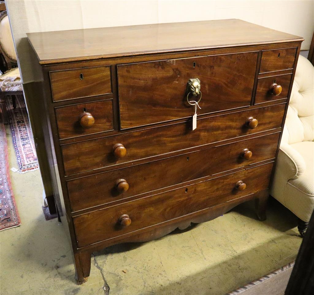 A George IV mahogany secretaire chest, width 124cm, depth 55cm, height 116cm